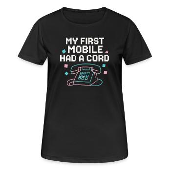 Mon premier téléphone avait un câble - T-shirt respirant Femme - noir - Devant - AI Model Female 172 light (172cm)
