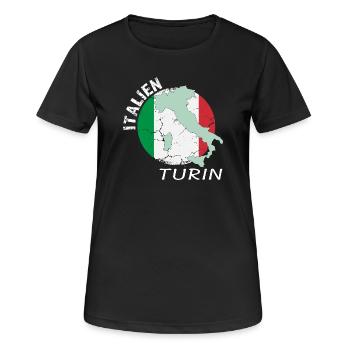 Turin - Frauen T-Shirt atmungsaktiv - Schwarz - Vorne - AI Model Female 172 light (172cm)
