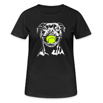 Staffordshire Bull Terrier Ball Junkie Wilsigns - T-shirt respirant Femme - noir - Devant - AI Model Female 172 light (172cm)