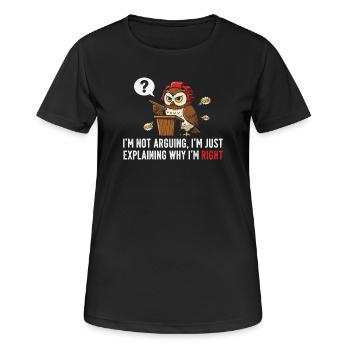Eulen-Debattierer auf dem Podium - Frauen T-Shirt atmungsaktiv - Schwarz - Vorne - AI Model Female 172 light (172cm)