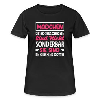 Bogenschießen Bogenschütze Geschenk - Frauen T-Shirt atmungsaktiv - Schwarz - Vorne - AI Model Female 172 light (172cm)