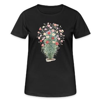 Romantischer Nelkenstrauß - Frauen T-Shirt atmungsaktiv - Schwarz - Vorne - AI Model Female 172 light (172cm)