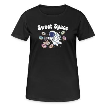 Voyage dans l’espace sucré avec des beignets - T-shirt respirant Femme - noir - Devant - AI Model Female 172 light (172cm)