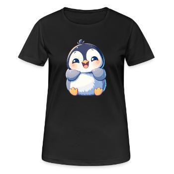 Pinguine Pinguin - Frauen T-Shirt atmungsaktiv - Schwarz - Vorne - AI Model Female 172 light (172cm)