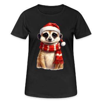 Erdmännchen zu Weihnachten - Frauen T-Shirt atmungsaktiv - Schwarz - Vorne - AI Model Female 172 light (172cm)