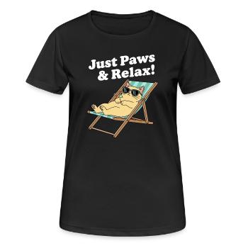 Relax Katze im Liegestuhl - Frauen T-Shirt atmungsaktiv - Schwarz - Vorne - AI Model Female 172 light (172cm)