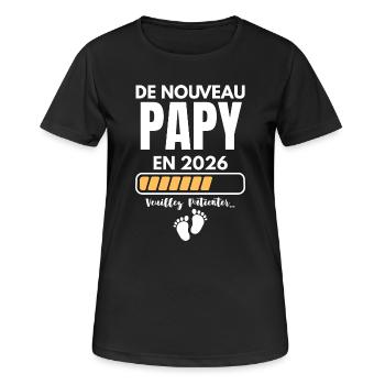 De Nouveau Papy en 2026 Veuillez Patienter - T-shirt respirant Femme - noir - Devant - AI Model Female 172 light (172cm)