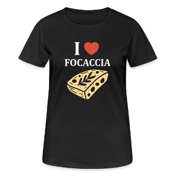 J'aime Focaccia - T-shirt respirant Femme - noir - Devant - AI Model Female 172 light (172cm)