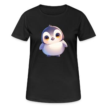 Pinguine Pinguin - Frauen T-Shirt atmungsaktiv - Schwarz - Vorne - AI Model Female 172 light (172cm)
