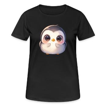 Pinguine Pinguin - Frauen T-Shirt atmungsaktiv - Schwarz - Vorne - AI Model Female 172 light (172cm)