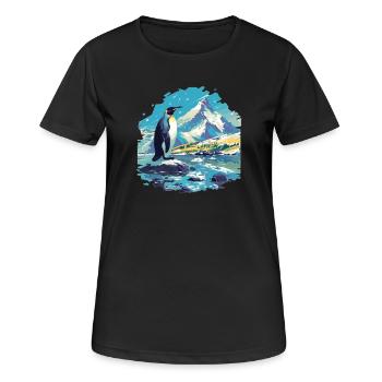 Pinguine Pinguin - Frauen T-Shirt atmungsaktiv - Schwarz - Vorne - AI Model Female 172 light (172cm)