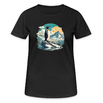 Pinguine Pinguin - Frauen T-Shirt atmungsaktiv - Schwarz - Vorne - AI Model Female 172 light (172cm)