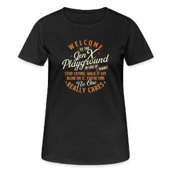 Welcome To Gen X Playground Retro Childhood Rules - Women's Breathable T-Shirt - black - Front - AI Model Female 172 light (172cm)
