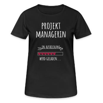 Chef de projet Gestion de projet Etudes Profession - T-shirt respirant Femme - noir - Devant - AI Model Female 172 light (172cm)