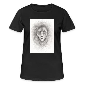 Lion très sérieux - T-shirt respirant Femme - noir - Devant - AI Model Female 172 light (172cm)