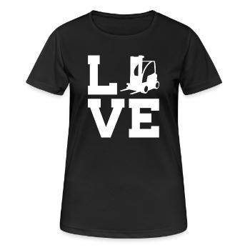 Liebe zum Lager  und Spedition– Staplerfahrer - Frauen T-Shirt atmungsaktiv - Schwarz - Vorne - AI Model Female 172 light (172cm)