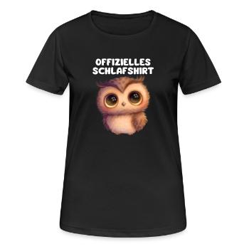 Kuschelige NachtEule Schlafshirt - Frauen T-Shirt atmungsaktiv - Schwarz - Vorne - AI Model Female 172 light (172cm)