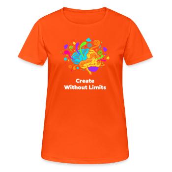De l’art cérébral créatif sans limites - T-shirt respirant Femme - orange néon - Devant - AI Model Female 172 dark (172cm)