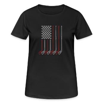 Para Eishockey Handicap - Frauen T-Shirt atmungsaktiv - Schwarz - Vorne - AI Model Female 172 light (172cm)