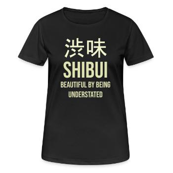 Shibui Schlanker Minimalismus - Frauen T-Shirt atmungsaktiv - Schwarz - Vorne - AI Model Female 172 light (172cm)
