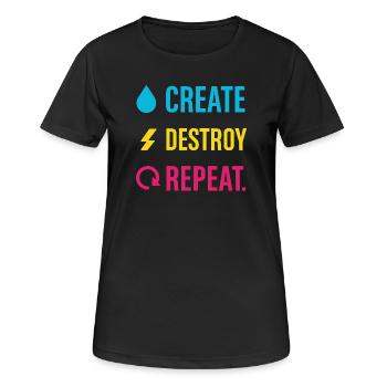 Kreative Denkweise, Künstlerhumor, Mehr Chaos - Frauen T-Shirt atmungsaktiv - Schwarz - Vorne - AI Model Female 172 light (172cm)