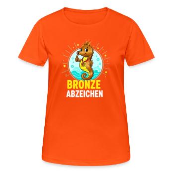 Bronze Abzeichen Schwimmkurs Bestanden  - Frauen T-Shirt atmungsaktiv - Neonorange - Vorne - AI Model Female 172 dark (172cm)