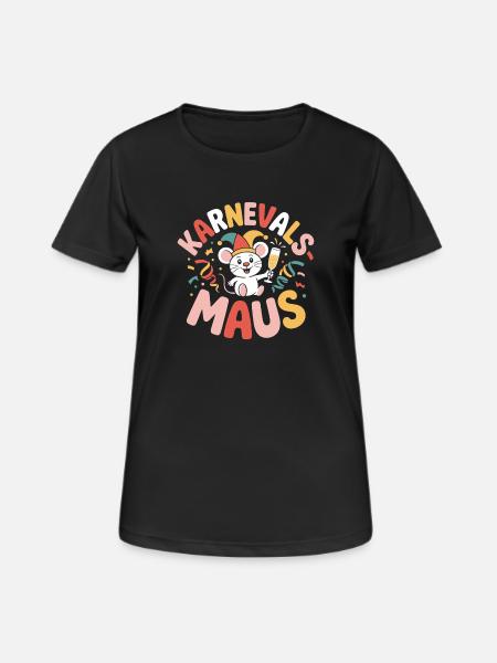 Karnevalsmaus Karneval Köln Kölner Karnevals Maus - Frauen T-Shirt atmungsaktiv - Schwarz