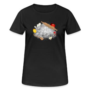 Farine et ingrédients – motif de cuisine atmosphérique - T-shirt respirant Femme - noir - Devant - AI Model Female 172 light (172cm)