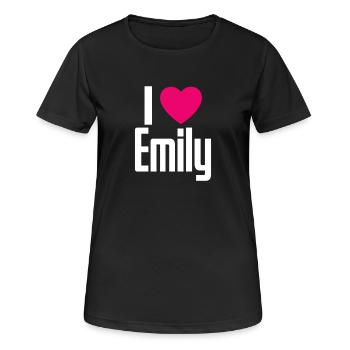 I Love Emily Pinkes Herz Ich liebe Emily - Frauen T-Shirt atmungsaktiv - Schwarz - Vorne - AI Model Female 172 light (172cm)