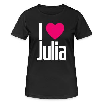 J’aime Julia Coeur rose J’aime Julia - T-shirt respirant Femme - noir - Devant - AI Model Female 172 light (172cm)