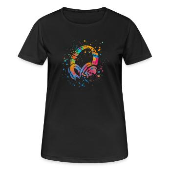 Headphones Music EDM DJ Music Lover - Women's Breathable T-Shirt - black - Front - AI Model Female 172 light (172cm)