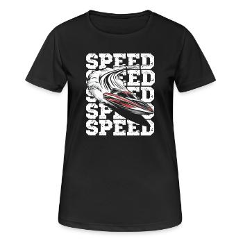  Geschwindigkeit Motorboot Abenteuer - Frauen T-Shirt atmungsaktiv - Schwarz - Vorne - AI Model Female 172 light (172cm)
