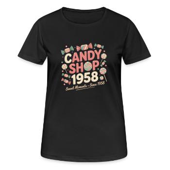 Confiserie Vintage Publicité - T-shirt respirant Femme - noir - Devant - AI Model Female 172 light (172cm)