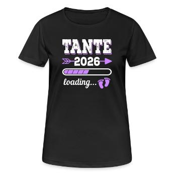 Tante 2026 Loading Schwangerschaft Geschenkidee - Frauen T-Shirt atmungsaktiv - Schwarz - Vorne - AI Model Female 172 light (172cm)