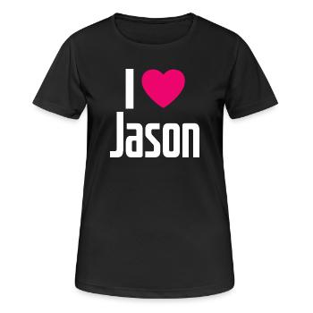 J’aime Jason Pink Heart J’aime Jason - T-shirt respirant Femme - noir - Devant - AI Model Female 172 light (172cm)