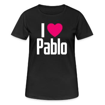 I Love Pablo Pinkes Herz Ich liebe Pablo - Frauen T-Shirt atmungsaktiv - Schwarz - Vorne - AI Model Female 172 light (172cm)