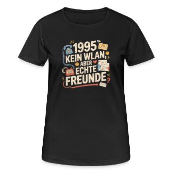 1995 Pas de Wi-Fi, mais de vrais amis - T-shirt respirant Femme - noir - Devant - AI Model Female 172 light (172cm)