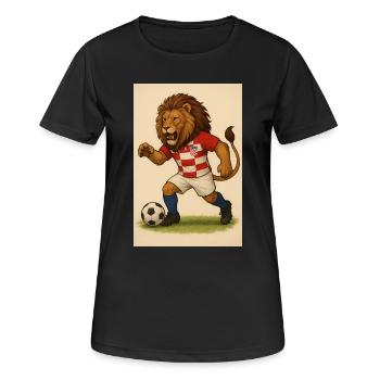 Löwe im Kroatien Fußballjersey - Frauen T-Shirt atmungsaktiv - Schwarz - Vorne - AI Model Female 172 light (172cm)