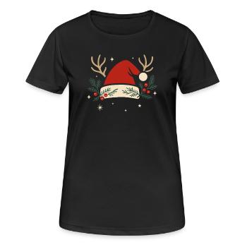 Chapeau de Noël avec bois et branches de sapin - T-shirt respirant Femme - noir - Devant - AI Model Female 172 light (172cm)