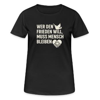 Paix et humanité - T-shirt respirant Femme - noir - Devant - AI Model Female 172 light (172cm)