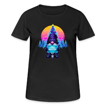 Cyberpunk Code Gnome - Synthwave Xmas Nerd - Women's Breathable T-Shirt - black - Front - AI Model Female 172 light (172cm)