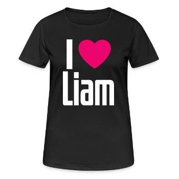 I Love Liam Pinkes Herz Ich liebe Liam - Frauen T-Shirt atmungsaktiv - Schwarz - Vorne - AI Model Female 172 light (172cm)