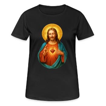 Winking Jesus Heart of Jesus Radiant image of salvation - Women's Breathable T-Shirt - black - Front - AI Model Female 172 light (172cm)