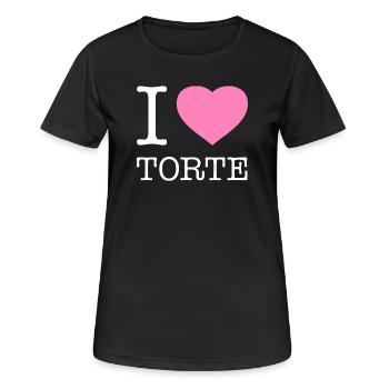 I love Torte - Frauen T-Shirt atmungsaktiv - Schwarz - Vorne - AI Model Female 172 light (172cm)