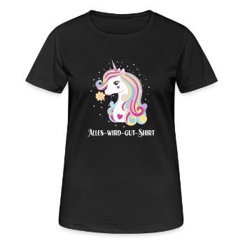 Alles Wird Gut Wunsch Einhorn Genesung Motivation - Frauen T-Shirt atmungsaktiv - Schwarz - Vorne - AI Model Female 172 light (172cm)