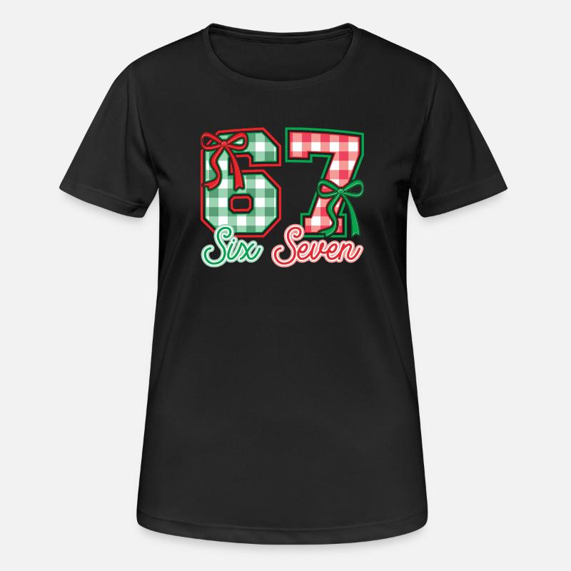Festive 67 Gingham Bows - Women's Breathable T-Shirt - black