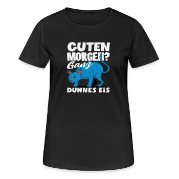 Bonjour chat de glace très mince - T-shirt respirant Femme - noir - Devant - AI Model Female 172 light (172cm)