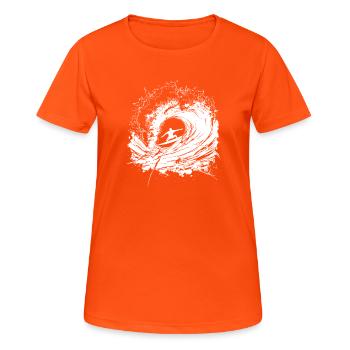 Energetic Surfing Art Surfer - Women's Breathable T-Shirt - neon orange - Front - AI Model Female 172 dark (172cm)