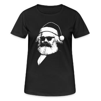 Karl Marx als Weihnachtsmann - Frauen T-Shirt atmungsaktiv - Schwarz - Vorne - AI Model Female 172 light (172cm)
