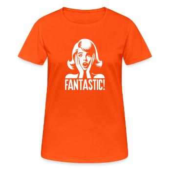 Retro Pop Art Überraschung Fantastisch - Frauen T-Shirt atmungsaktiv - Neonorange - Vorne - AI Model Female 172 dark (172cm)